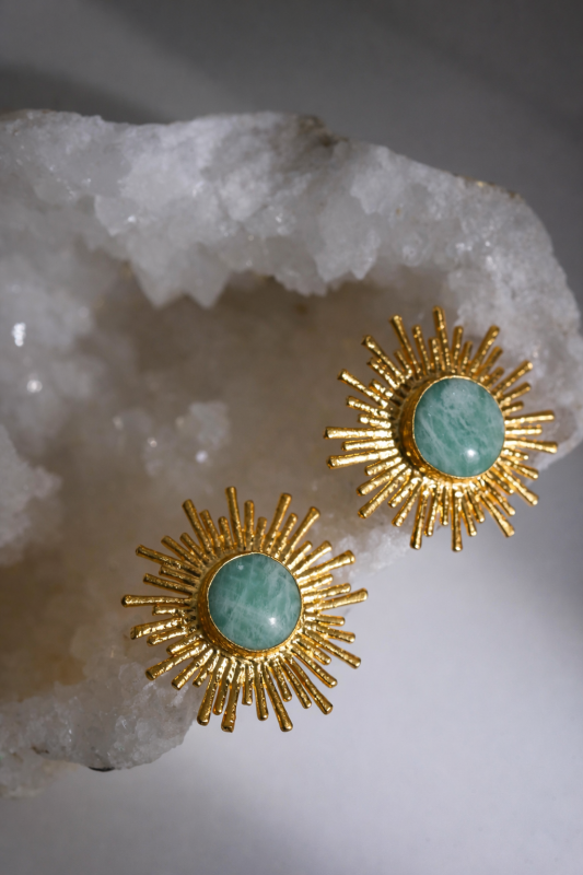 Kolczyki Wschód Słońca - z Amazonitem