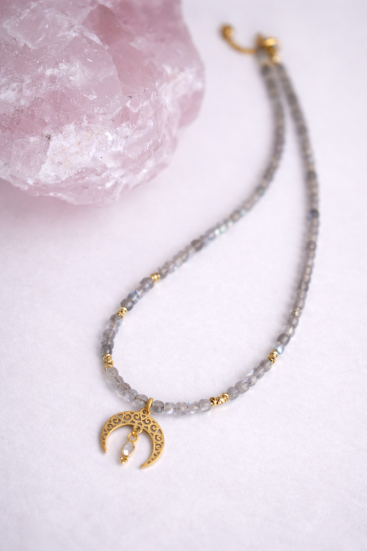 Lśniący księżyc - Labradoryt & Lunula