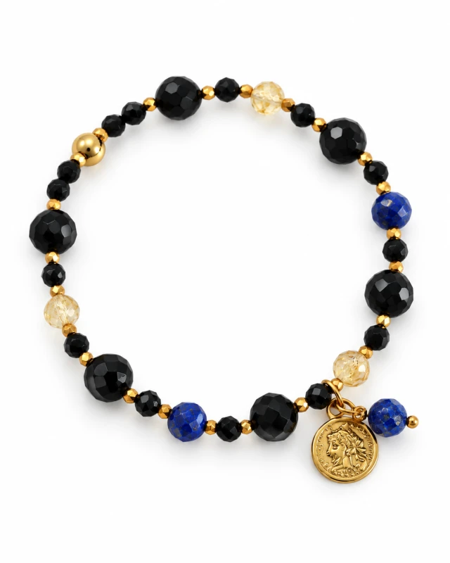 Boska Tarcza - czarny turmalin, cytryn, lapis lazuli